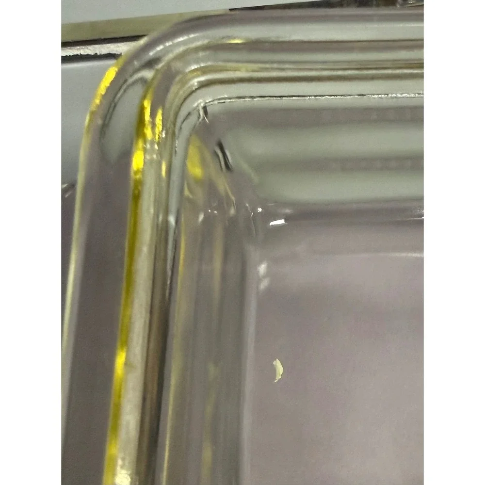 Vintage Westinghouse Glass Refrigerator Dish with Lid Clear Yellow Trim Logo